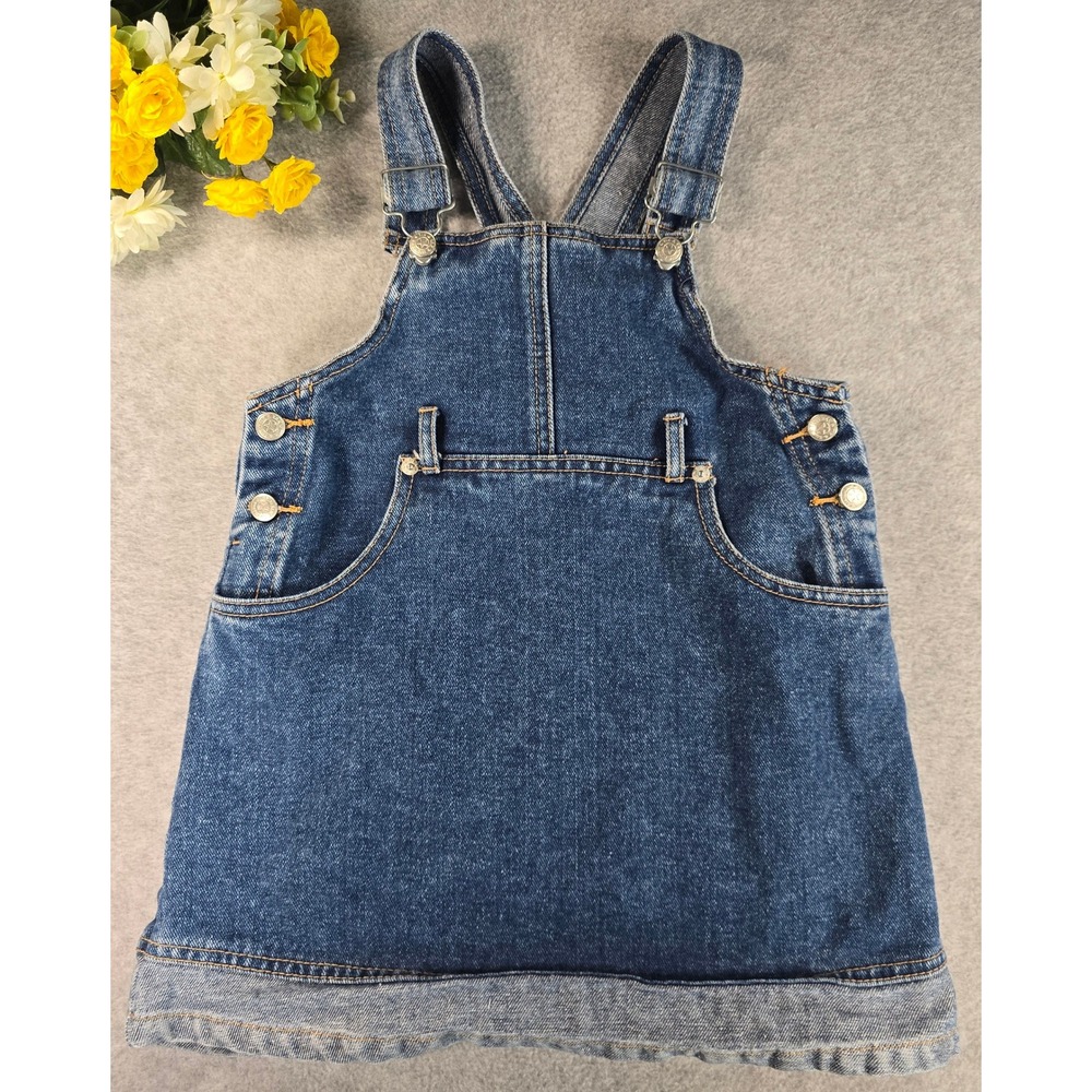 Vintage 90s Tik&Tak Jeans Denim Overall Dress Size 5T Toddler Classic Retro